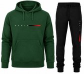 Trainingspak Heren - Joggingpak met Hoodie en Broek - Huispak - Paris print - Groen - M