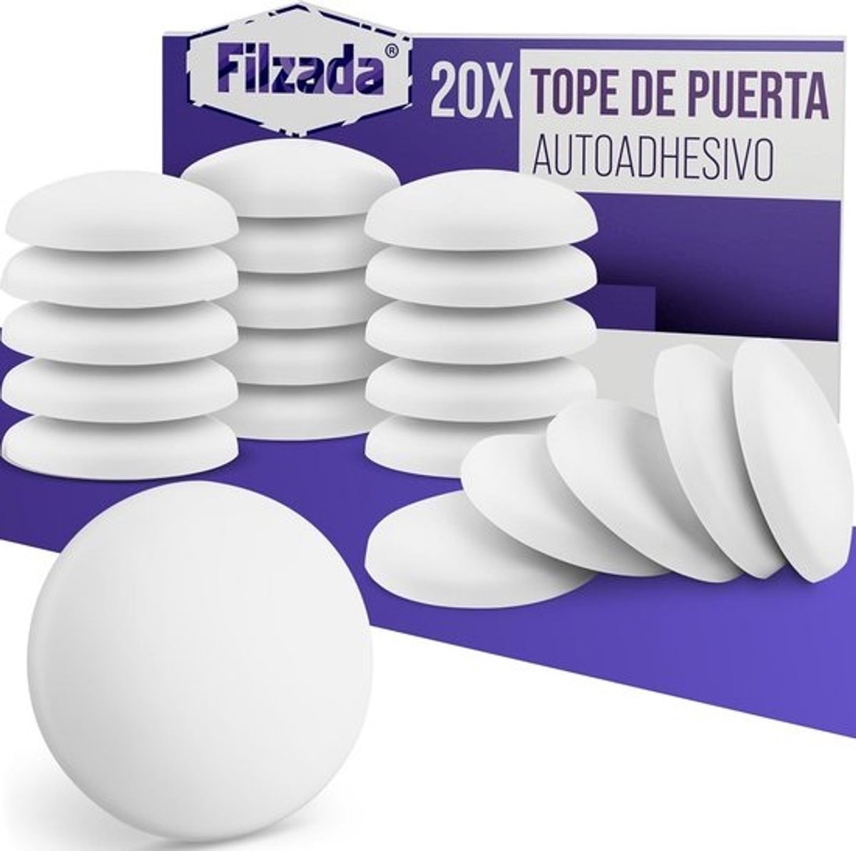 20 zelfklevende deurstoppers - Voor wand en deur - Wit - Professionele buffer - Voor deuren en wanden - 40 mm diameter