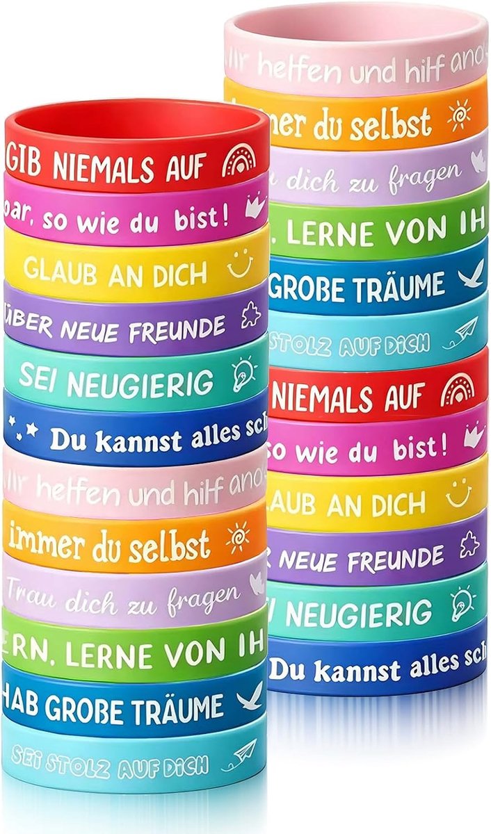 24 motivatiearmbanden van siliconen, kleurrijk, motiverende armband van elastische siliconen, ideaal voor dagelijks gebruik, armbanden met positieve boodschappen, voor studenten