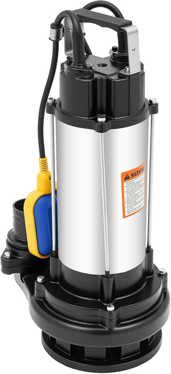 Stalen vuilwaterpomp, 1500 W, 2 pk drijver, 36.000 l/u, dompelpomp voor het verwijderen van water