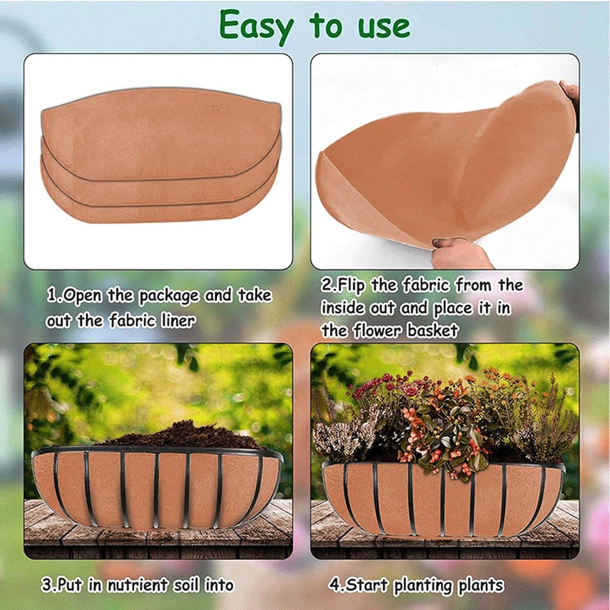Vilt Nestelend Afschrikmiddel 3 Stuks voor Plantenbakmand Ademende Drainage voor Muurophangende Tuin Bruin (24 inch)