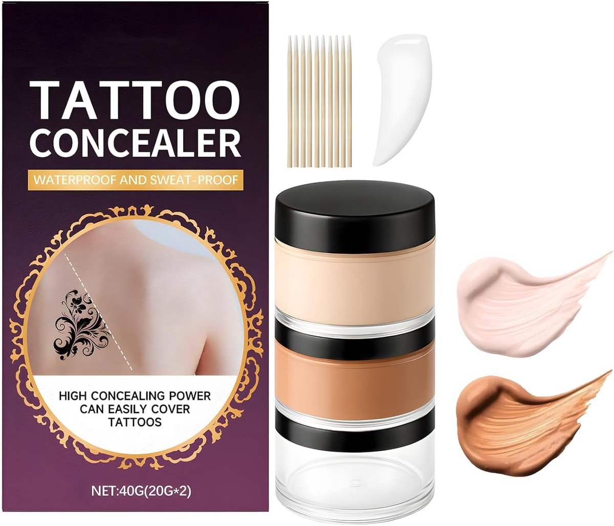 Cover Up Make-up, 40 g, waterdicht, 2 kleuren, voor tatoeages en