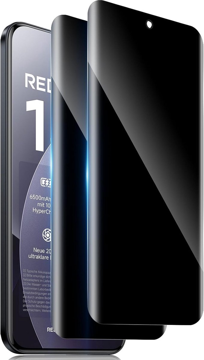 2 stuks Antispy voor Xiaomi Redmi Note 15 Pro Plus Privacy Screen Protector, Guard 9H Filter Glas, Volledige Film gehard glas onbreekbaar, anti-verblinding