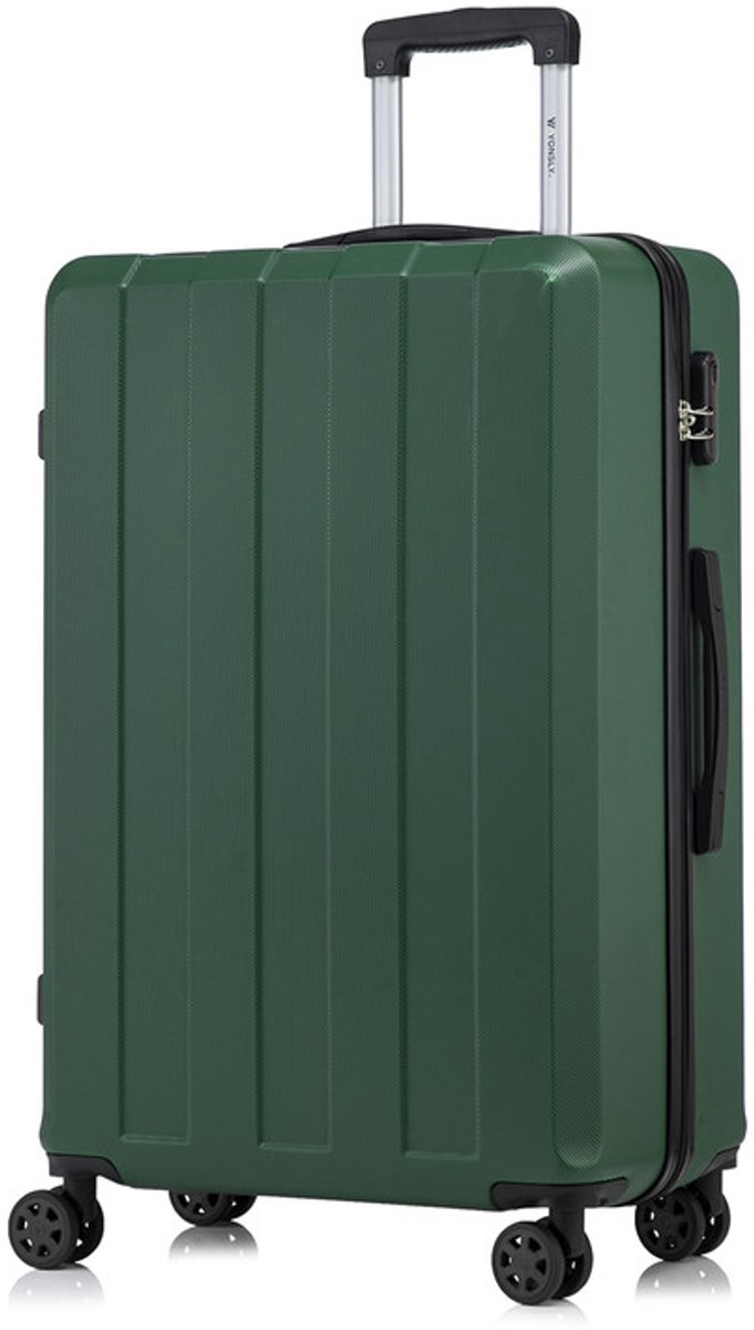 YONSLY Handbagage Koffer - 76 x 49 x 29 cm - 98 L - Cijferslot - 360° Draaibare Wielen - Grote Trolley - Donkergroen