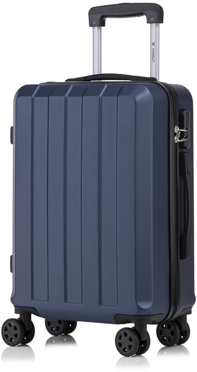 YONSLY Handbagage Koffer - 55cm - 40 L - Cijferslot- 360° Draaibare Wielen - Donkerblauw