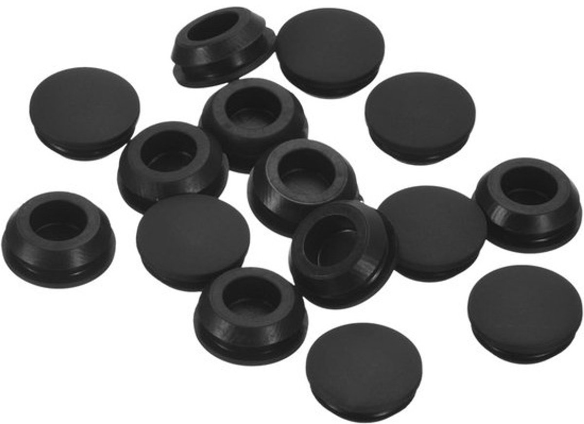Siliconen rubberen meubelstoppers - Metalen afwerking - Waterdicht - 12–13 mm - Zwart
