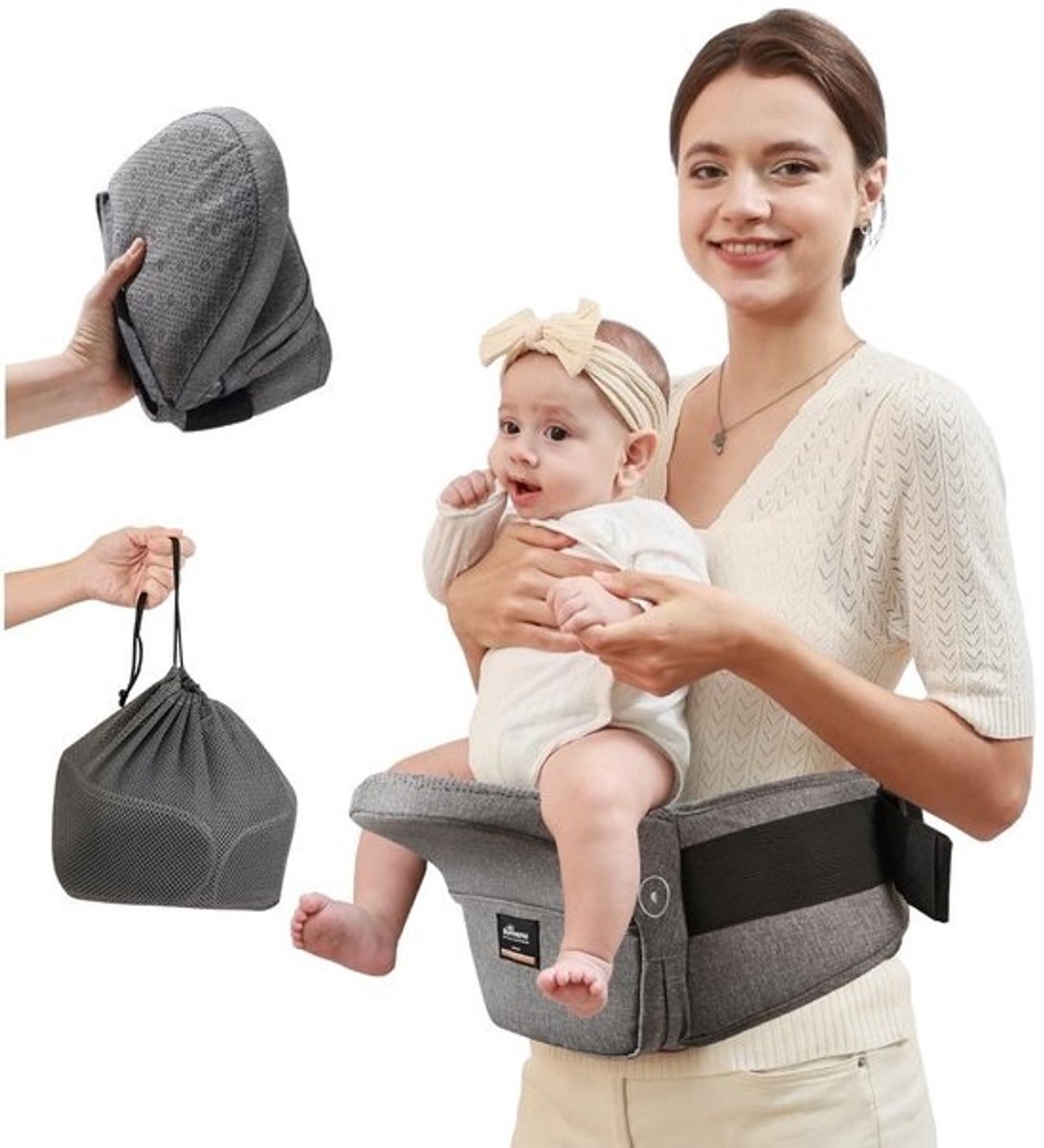 Omgoods - Vouwbare baby-heupriem - Ergonomische draagfunctie - Met opbergruimte