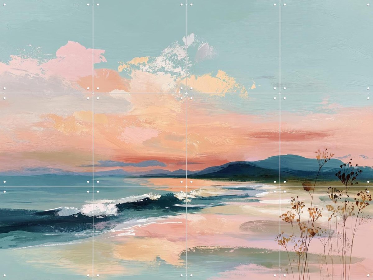 IXXI Soft Pastel Ocean Morning, Branka Kodžoman - 80 x 60 cm - Gratis ophangtool - Grote wanddecoratie en posters Woonkamer, Strandhuis, Slaapkamer