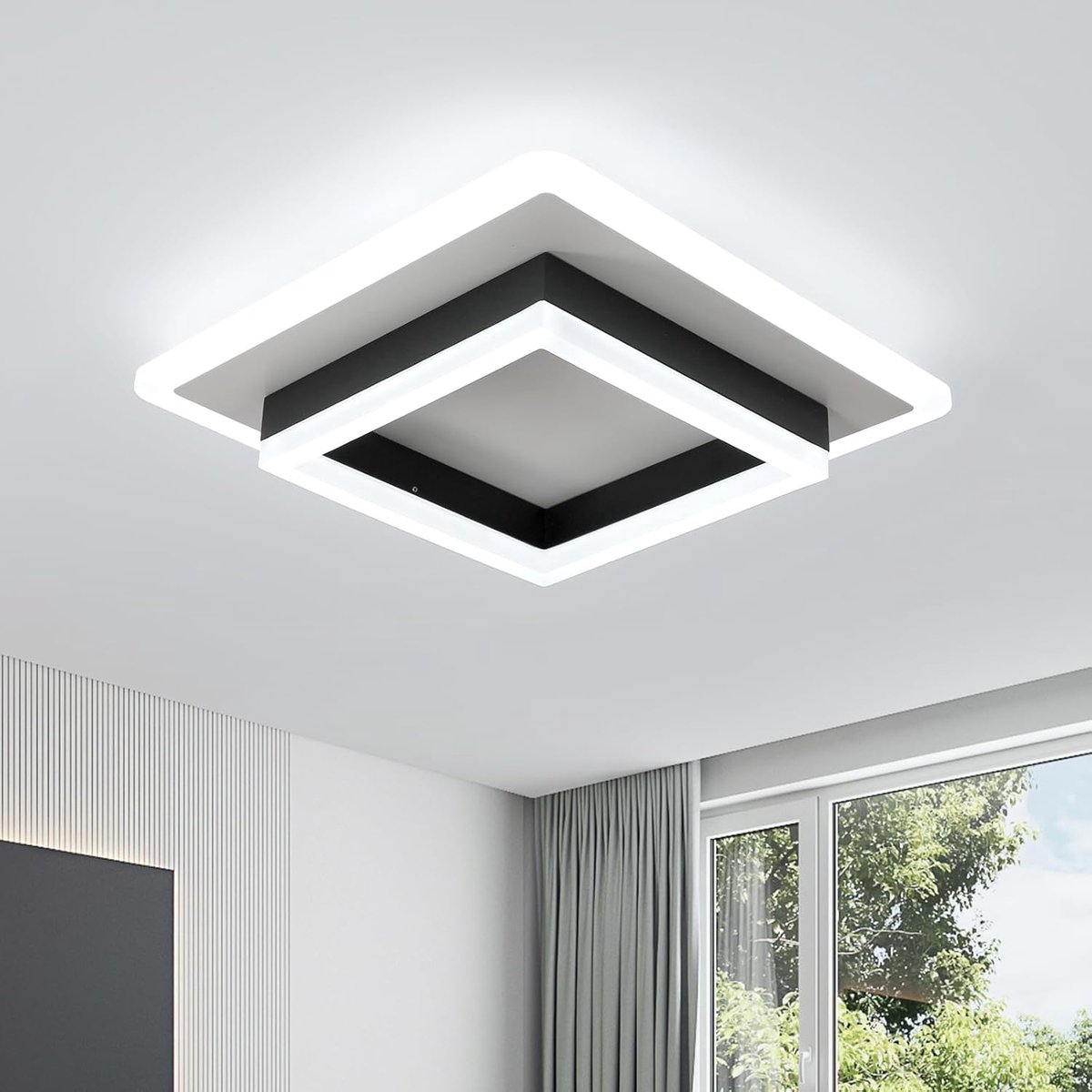 Led-Plafondlamp - Moderne Plafondlamp Van 24 W - Vierkante Plafondlamp Van Acryl - Voor Woonkamer Keuken Slaapkamer En Hal