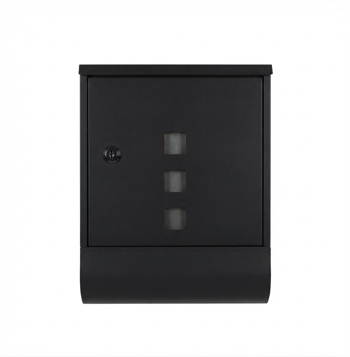 Klarven® Wandbrievenbus Zwart - Wandbrievenbussen - Brievenbus met Slot - Waterdicht met 3 Zichtvensters en Krantenvak - Wandmontage b30,5xd10xh33,5cm