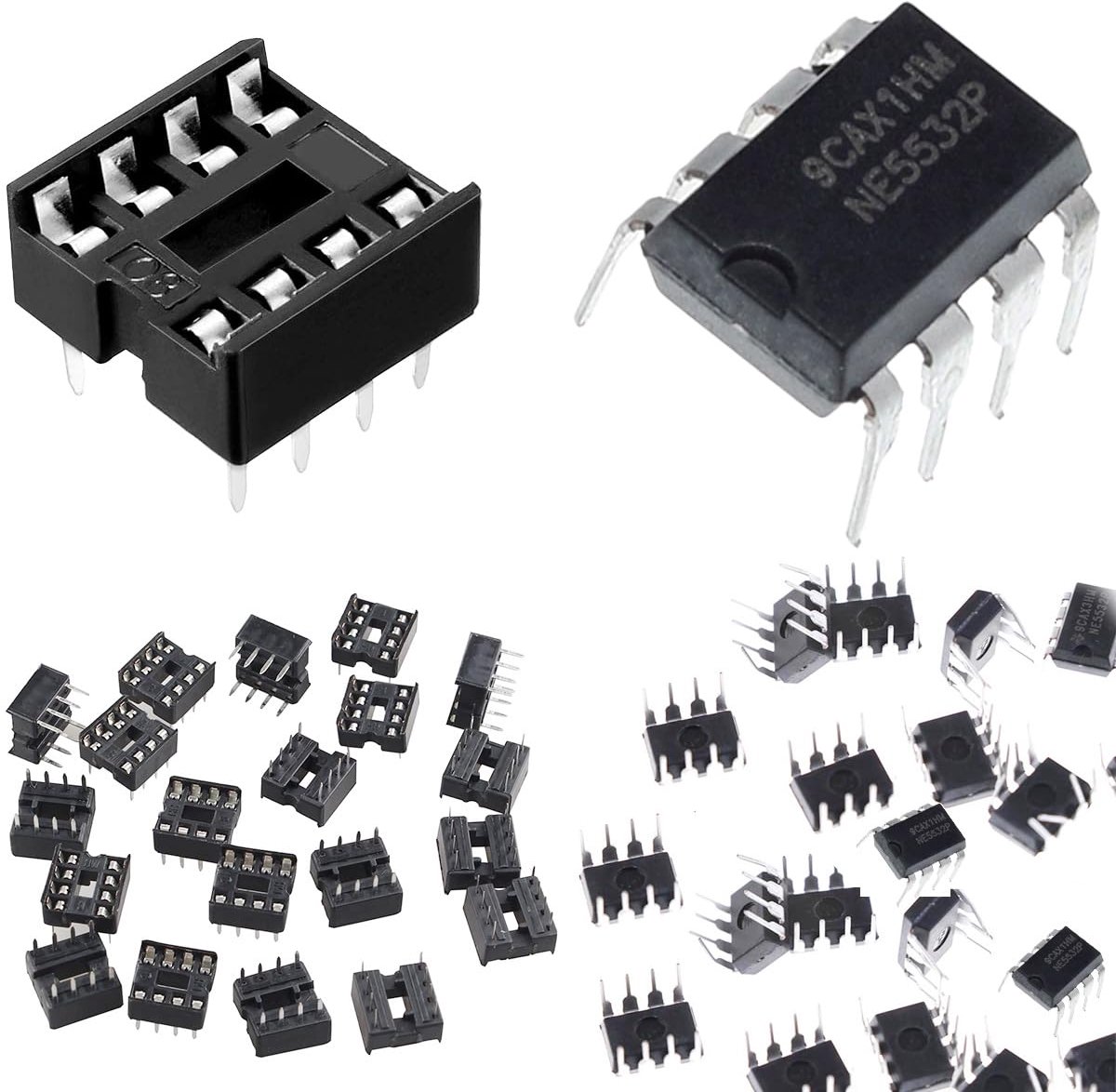 20 stuks NE5532P NE5532 Audio-operationele versterker met hoge prestaties en weinig ruis, dubbele werking, precisiechip DIP-8 IC met 20 stuks DIP-8 IC socket