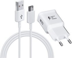 USB-Oplader met USB Type-C Oplaadkabel Snel Opladen Kabel Compatibel met Samsung Galaxy S8 S8 + S9 Plus S9 + S10 S10 Plus S10e A50 A51 A12 A10e A32 A42 5G Note 8/9, Vervanging Originele Snellader, Wit