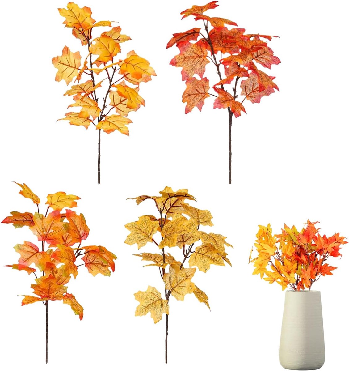 Kunstmatige Esdoornbladeren, Kunstmatige Herfstdecoraties Esdoornblad, Kunstbloemen, voor Halloween, Huisdecoratie, Bruiloft, Open Haardfeest, Herfstdecoratie Tafel, 4 Trossen