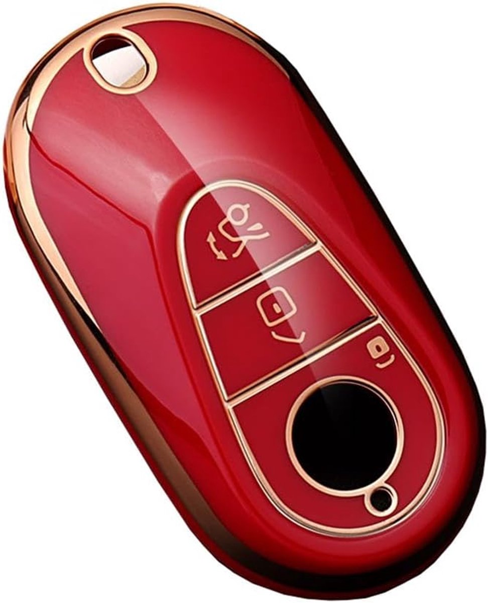 Past voor Mercedes sleutelhoes silicone beschermhoes voor Benz C S klasse W223 W206 S260L S350L S400L S450L S500L Maybach S480 S580 sleutelbox accessoires - goud rood