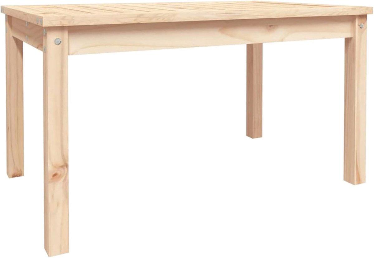 Eettafel, voor tuin, buiten, terras, van massief grenenhout, naturel, 82,5 x 50,5 x 45 cm, keukentafel van hout, eettafel van hout, tuintafel van hout
