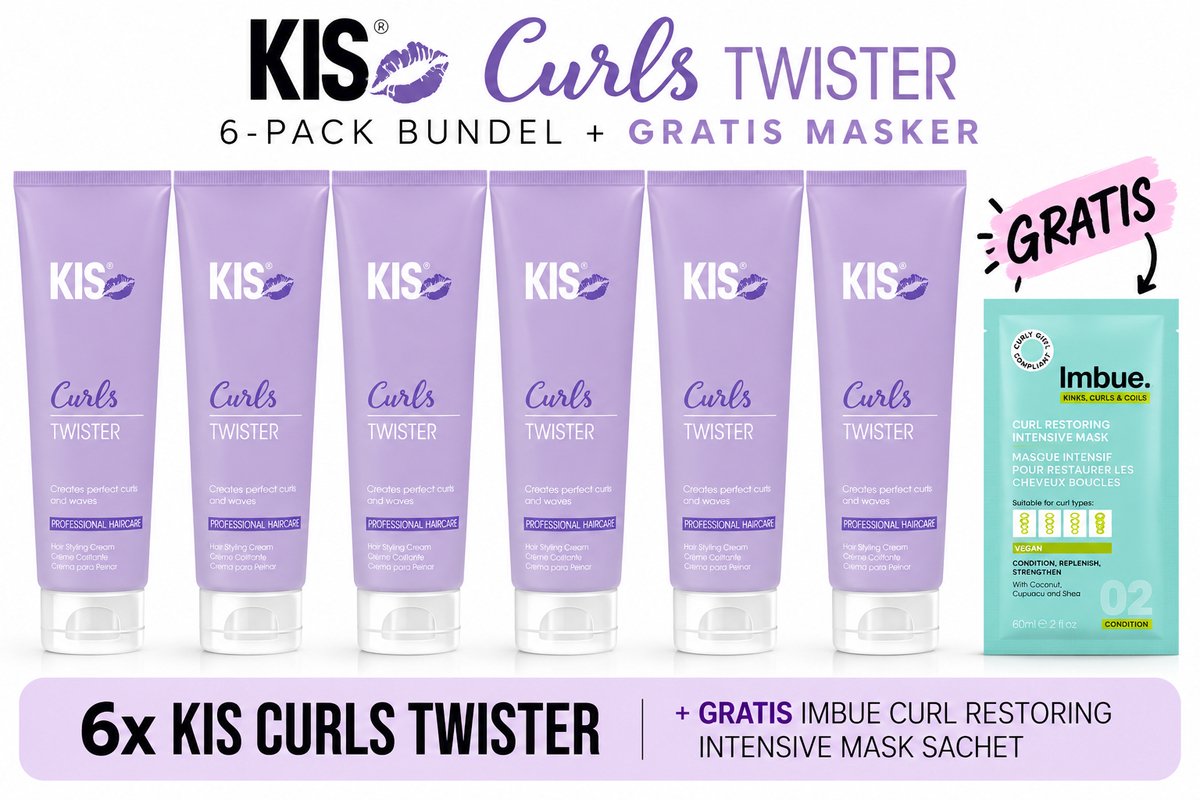 KIS Curls Twister 6-Pack + Gratis Imbue Masker