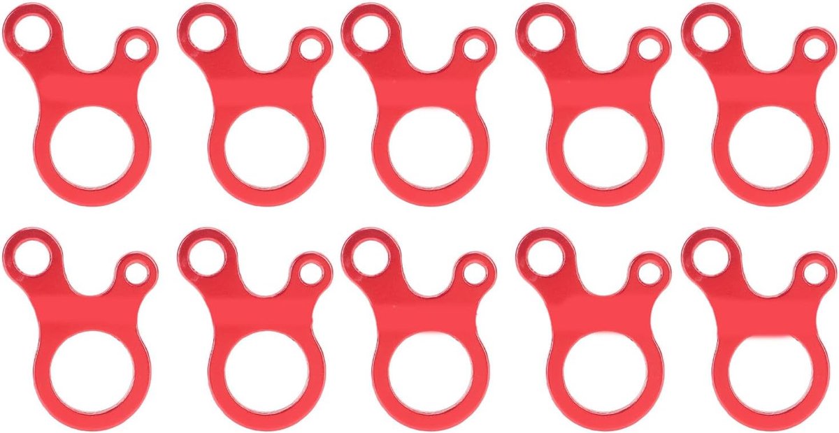 3 holes aluminium legering touwspanner, guy line cord adjusters, camping touwgesp -spanner, guy line touwspanners voor kamperen (Rood)