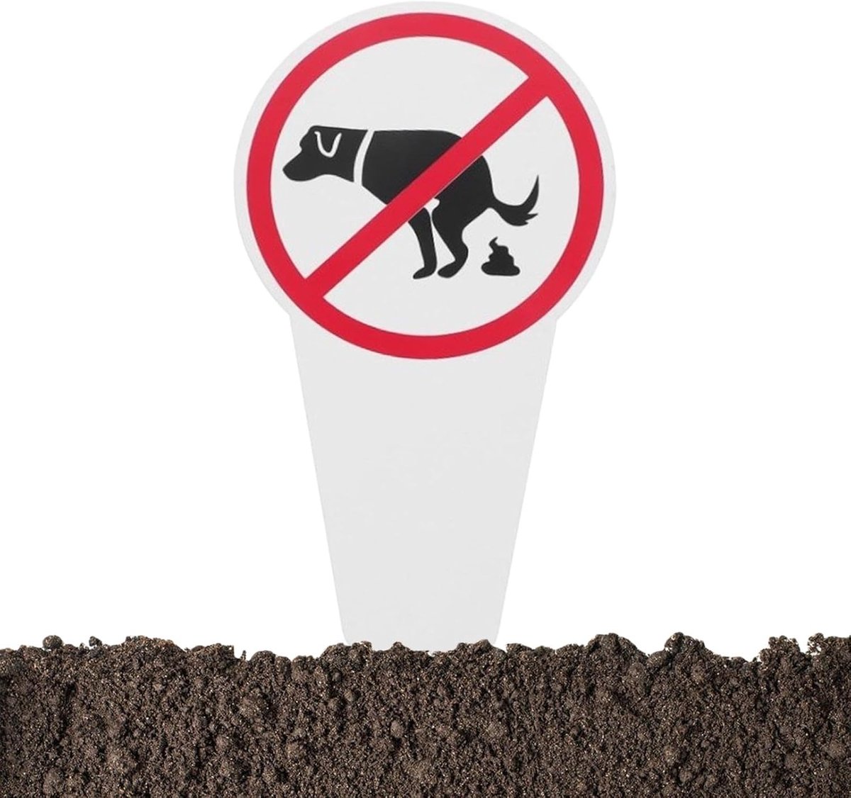 Hond mest teken grappig houden van het gras stakes beteugelen uw