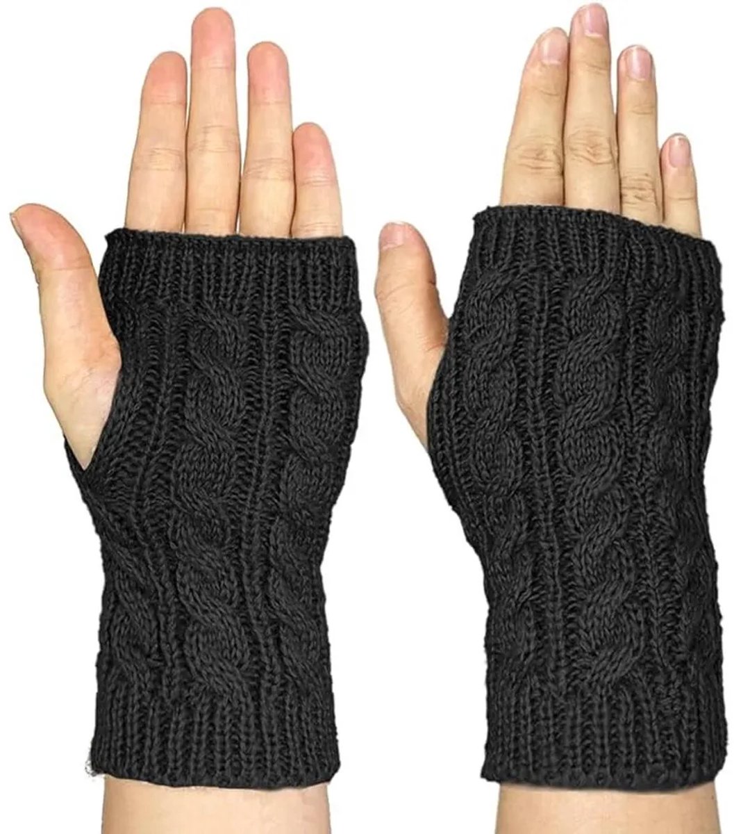 Thermische touchscreenhandschoenen Geschikt voor dames, vingerloze stoffen handschoenen Geschikt voor afneembare gebreide manchetten, Geschikt voor skiën, fietsen en werk, 24 cm.