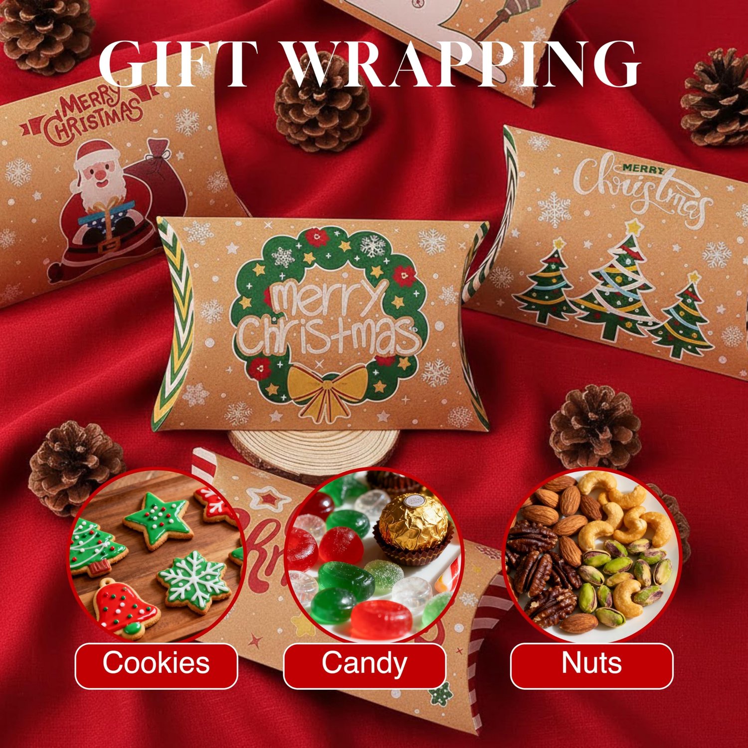 24 Stuks Kraft Papieren Cadeauboxen voor Kerst en Feesten
