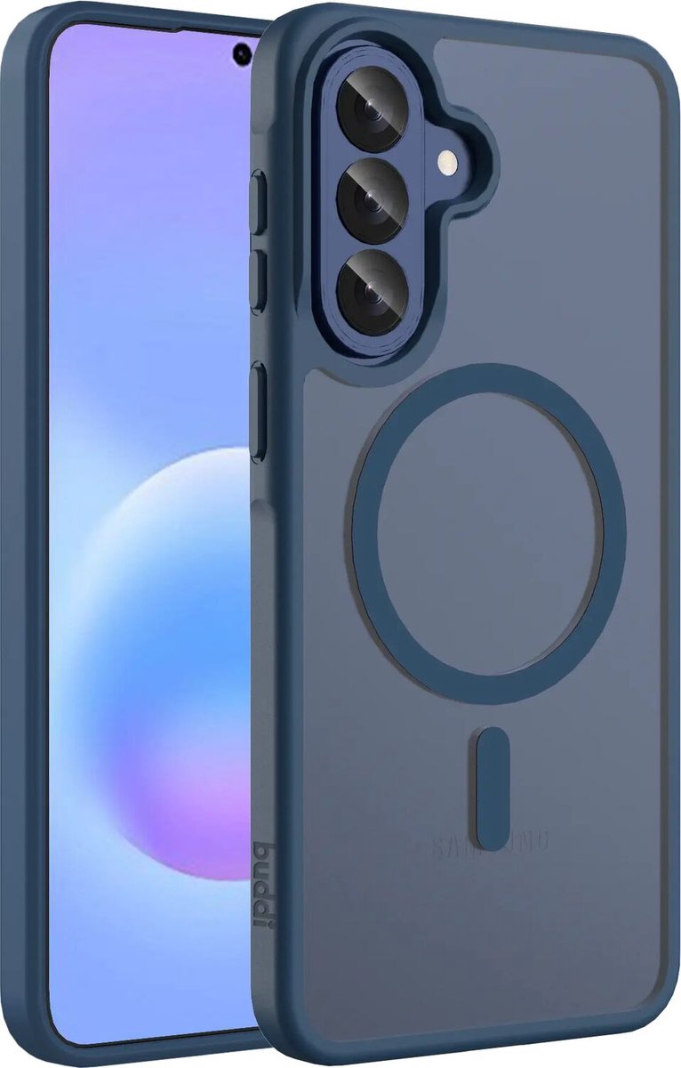 Buddi Frost Hoesje Geschikt voor Samsung Galaxy A57 - Mat Donker Blauw - MagSafe Back Cover - Matchende kleur - Shockproof - Slank