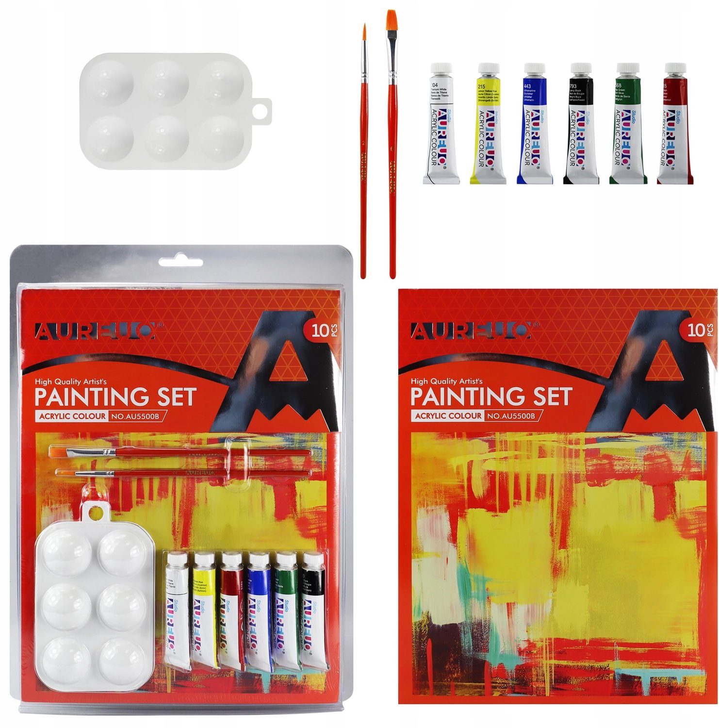 Acrylschilderset voor Kinderen met 6 Kleuren en Benodigdheden