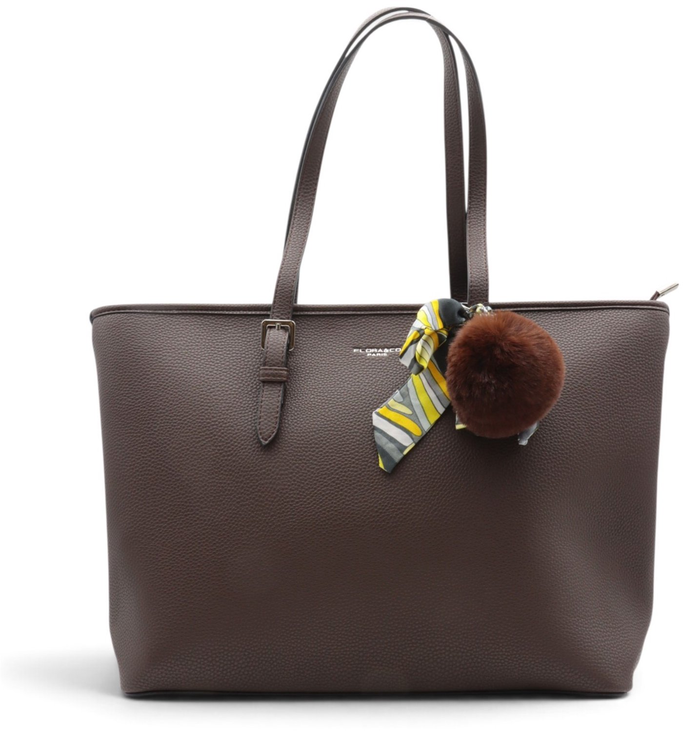 Flora&Co - CLEO - soft - grote shopper/totebag - chocolat/bruin - geschikt voor A4 of laptop - ideaal voor school- of werktas