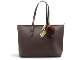 Flora&Co - CLEO - soft - grote shopper/totebag - chocolat/bruin - geschikt voor A4 of laptop - ideaal voor school- of werktas