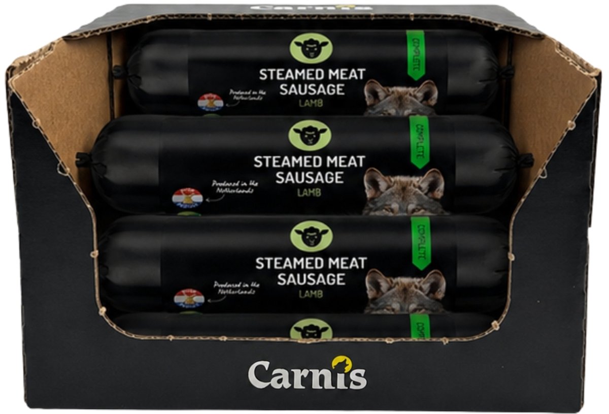 Carnis Graanvrije Gestoomde Vleesworst Lam Omdoos 15 x 400 gram - Hond