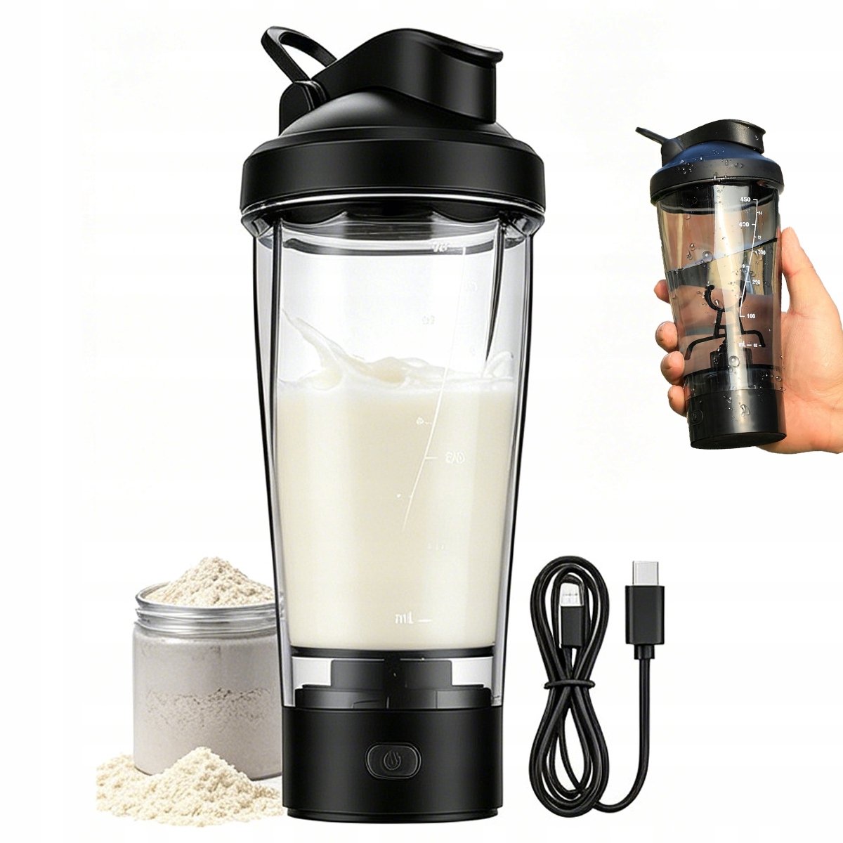 Elektrische Shaker 450ml - Krachtige Proteïne Mixer met USB-C