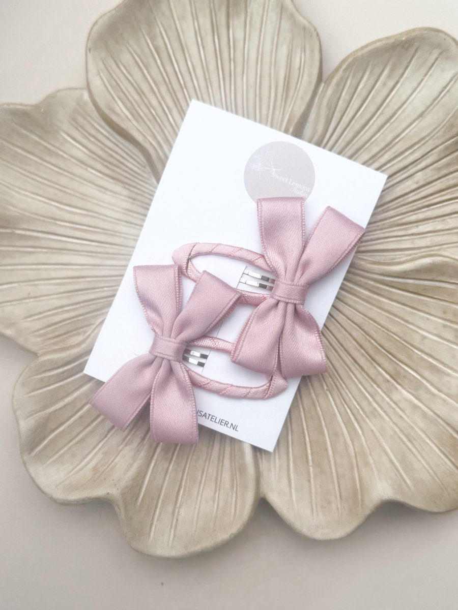 Silk Bow Set - Oud Roze - Haarspeldjes - Strikken - Haarstrikken voor Meisjes - Strikjes voor Peuters - Haaraccessoires voor Kinderen & Kleuters - Verjaardagscadeau