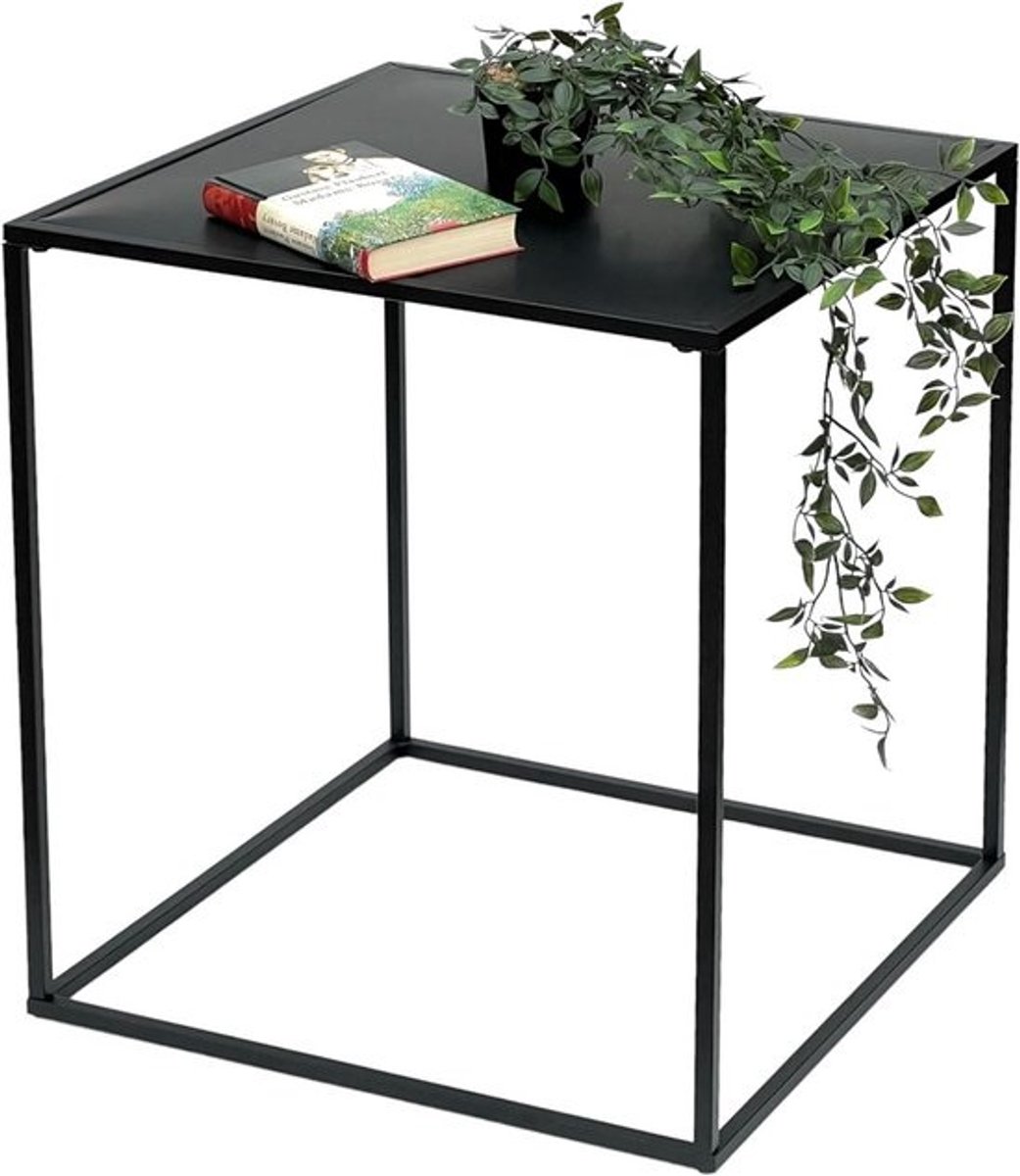 Set van 2 moderne salontafels zwart metaal stapelbaar - Woonkamer bijzettafel