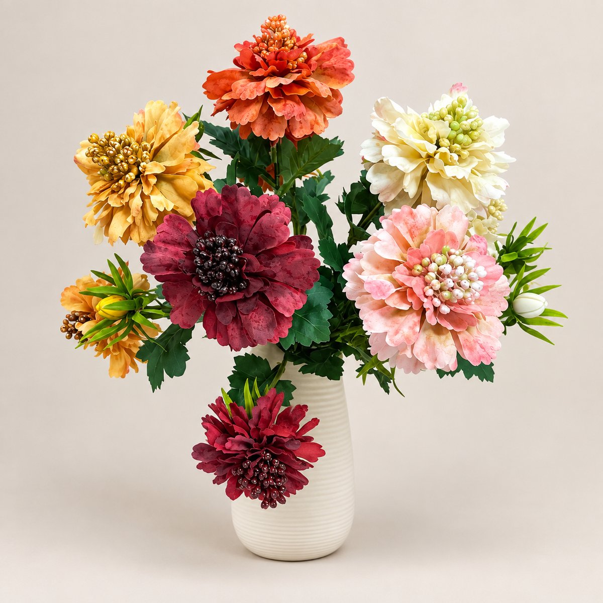 Kunstbloem Dahlia 5 takken in mooie herfstkleuren