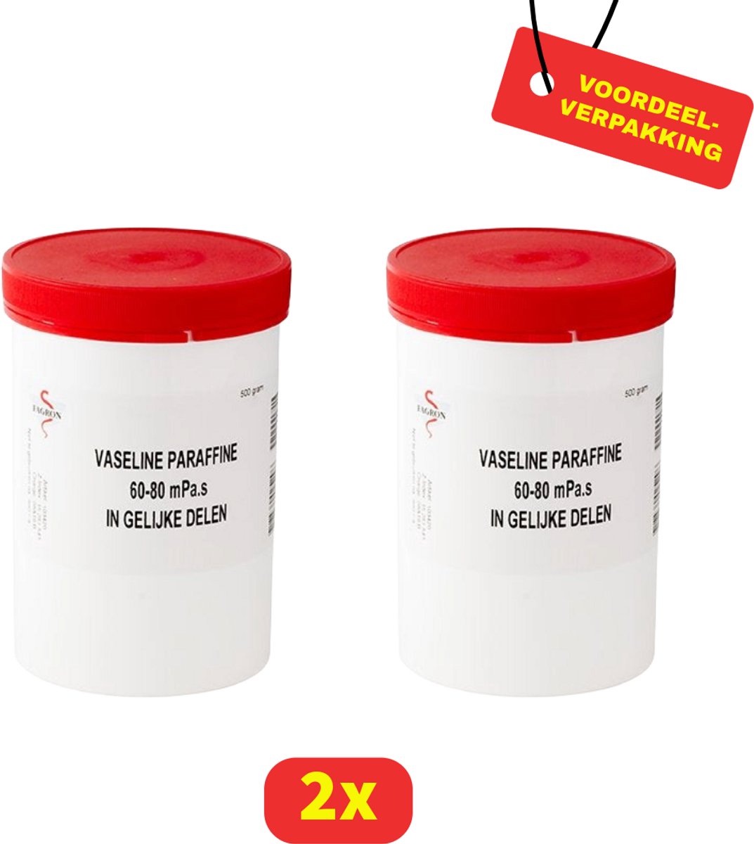 Fagron Vaseline Paraffine 60-80 in Gelijke Delen - 2 x 500 gr - Voordeelverpakking