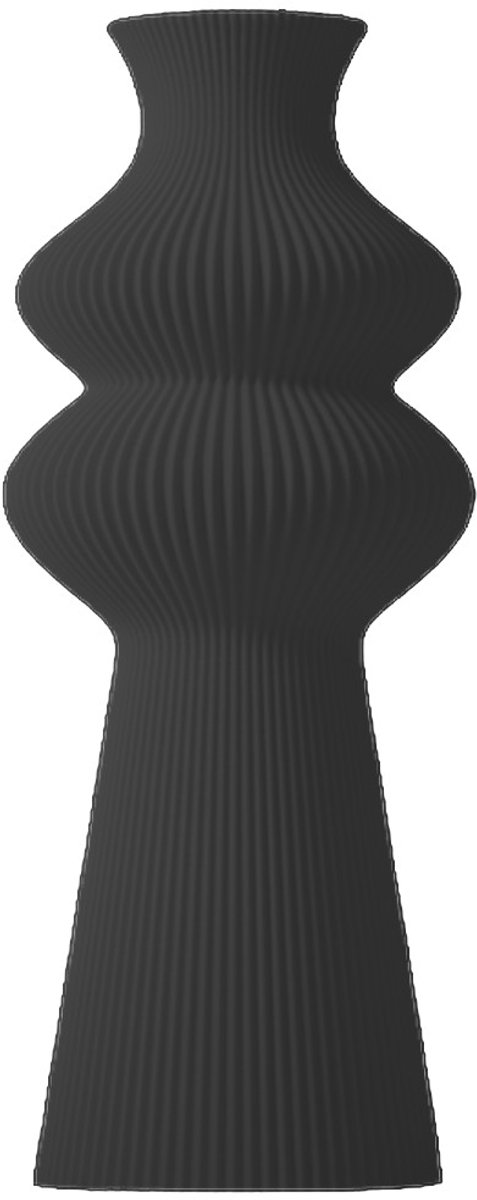 Layvo Merit Vaas - Zwart - 20 cm - droogbloemen vaas - gegroefde vaas - gerecycled plastic