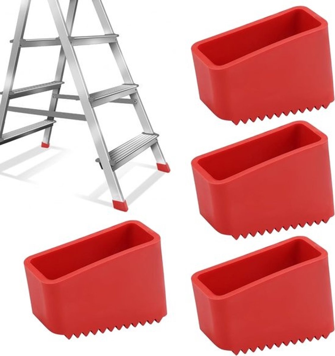 4 rubberen laddervoeten - Rubberen laddervoeten - Rubberen ladderpoten - Voor solide ladders - Matte rubberen laddervoetjes - Ladderdoppen - Ladderdop - Antislipstoelsokken - voor ladderpoten