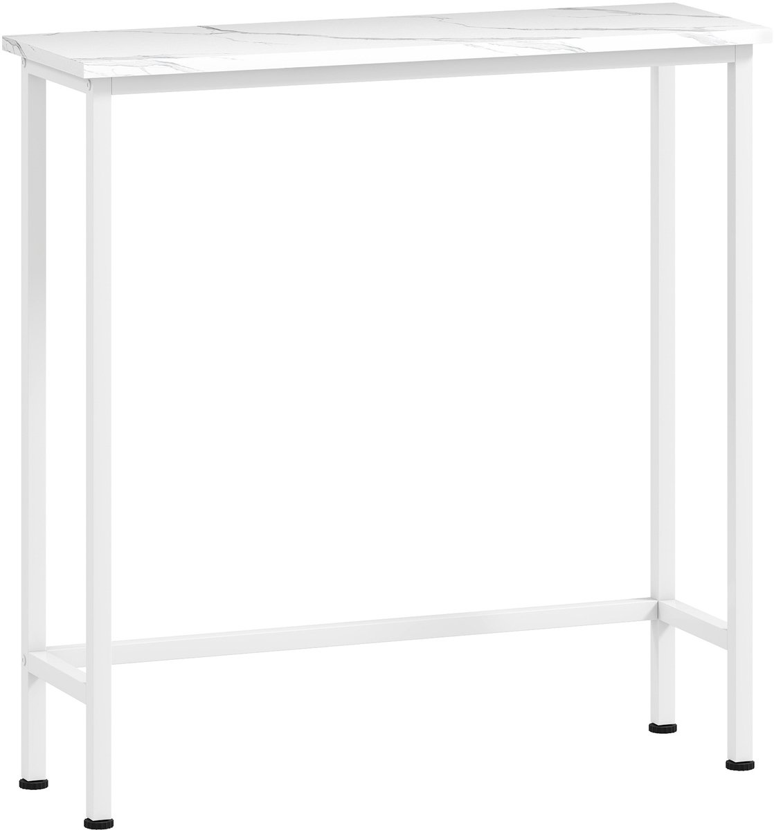 Homona Konsolentafel - Met marmerlook - Voor hal, slaapkamer en woonkamer - 75 x 24 x 76 cm - Wit