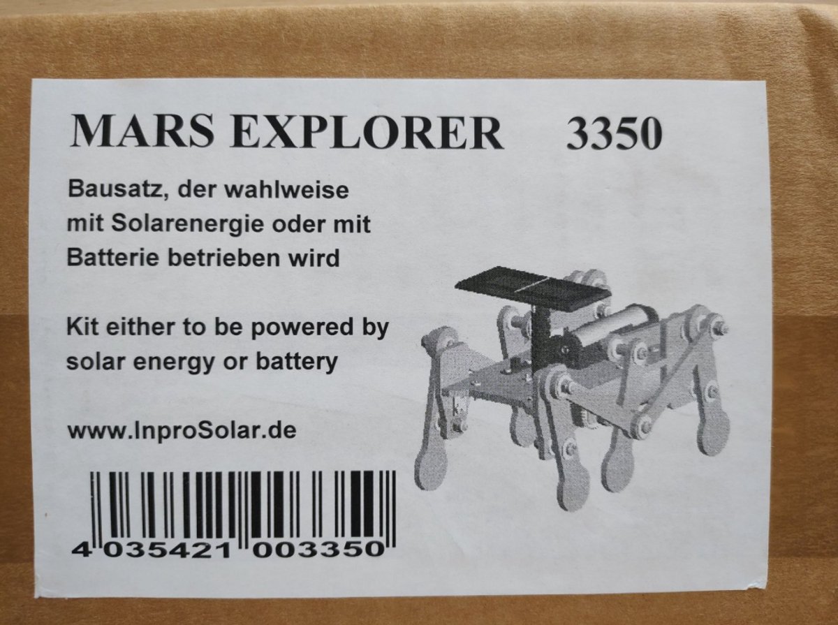 Bouwpakket MARS EXPLORER op zonne-energie.