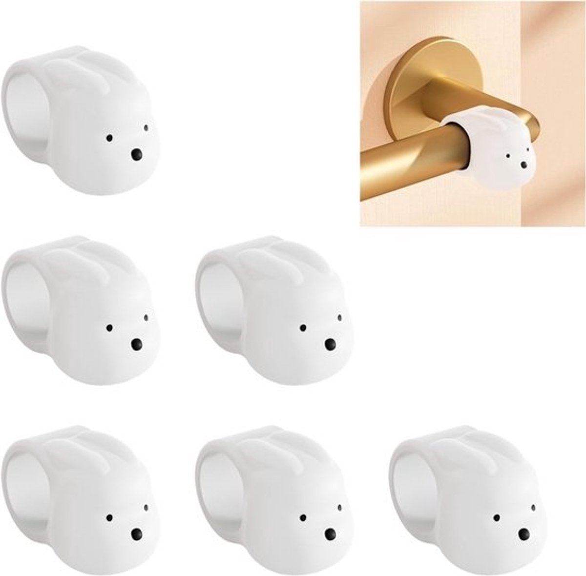 Set van 6 - Decoratieve deurstoppers - Voor deurklinken - Wit