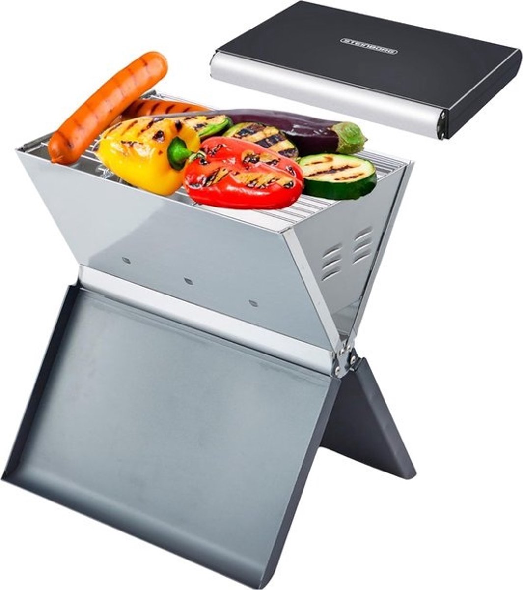 Opvouwbare houtskoolgrill voor camping - Klapgrill met hittebestendig frame, grote ventilatiesleuven en laag gewicht