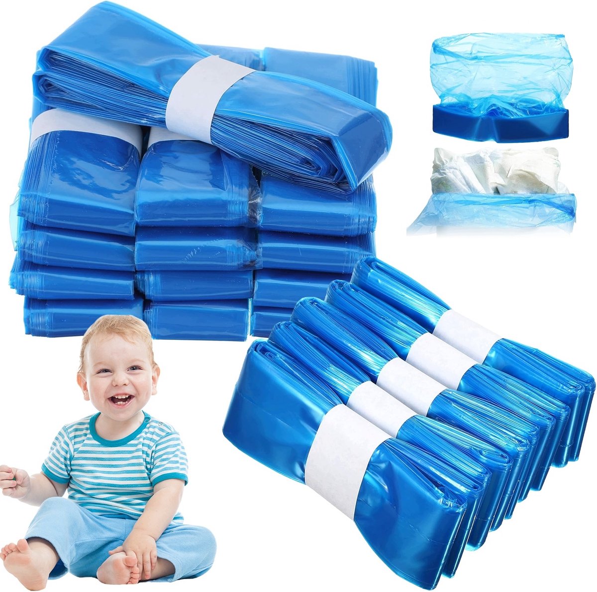 Luieremmer Navulling - Luieremmer Zakken - Navulfolie Voor Luieremmer - 18 Rollen - 24,2L - Geurwerend & Scheurvast - 4,5m - Luierzak Universeel - Voor de Meeste Luieremmer - Blauw