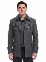 ALLTHEMEN Heren Dikke Jas - Multi-Kraag Multi-Zakken Jas - XL