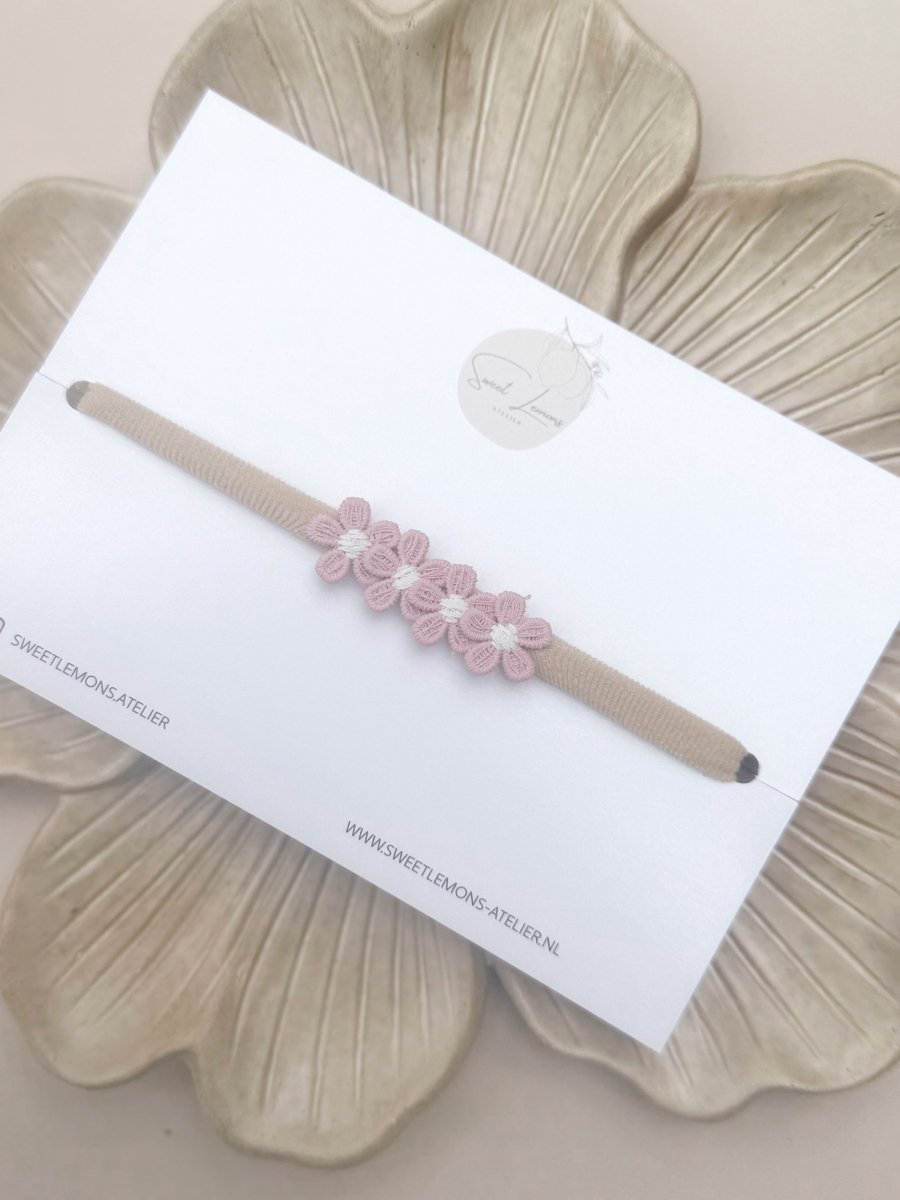 Haarband - Little Flowers - Roze - Newborn Haaraccessoires - Elastiche Haarband - Haarbandjes voor Baby & Newborn - Haarbanden voor Meisjes & Kinderen - Kraamcadeau - Babyshower