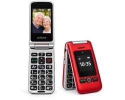 Artfone G6 Senioren Telefoon 4G - Grote Toetsen - Met Extra Batterij - Klaptelefoon Dubbel Scherm - SOS Noodknop - Simlockvrij - GSM Dumbphone - Rood