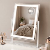 Fraay Hollywood Spiegel met Verlichting - The Stripe - 41x30CM - LED Strip met 3 Lichtstanden - Dimbaar - Smart Touch - met 10X Vergrootspiegel - Hollywood Spiegel met Verlichting - Make Up Spiegel - Visagie Spiegel - Vanity Mirror
