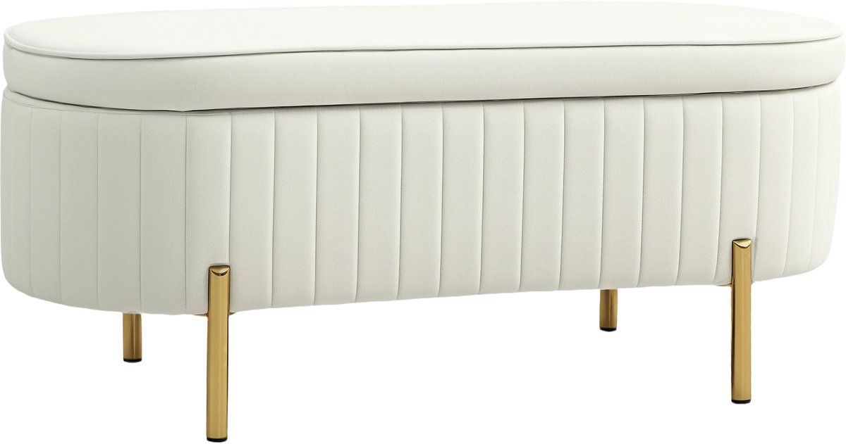 Homona Zitbank met opbergruimte - Met klapdeksel - 108 x 44 x 43,5 cm - Crèmewit