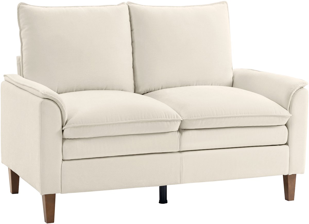 Homona 2-zitsbank - Met Chenille bekleding - 146 x 84 x 95 cm - Crèmewit