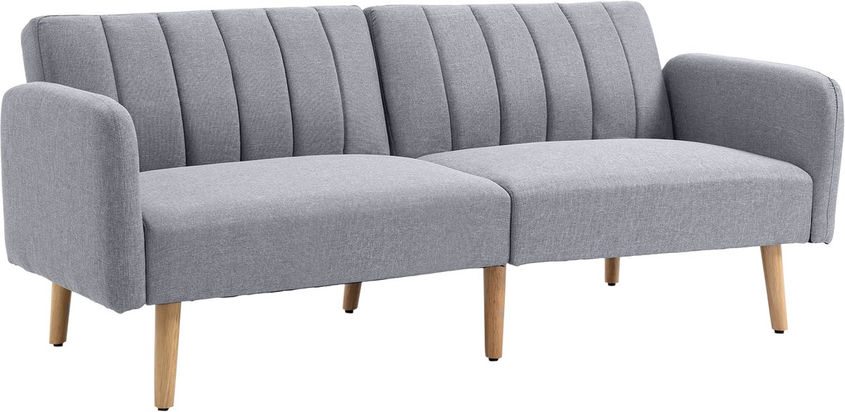 Homona Slaapbank 2-zits - Met verstelbare rugleuning - 173 x 75 x 73 cm - Lichtgrijs