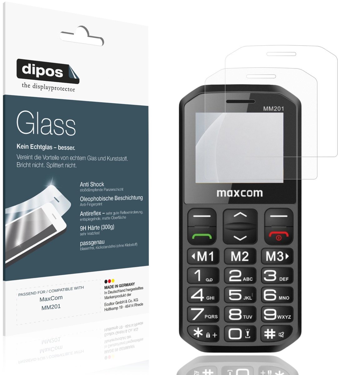 dipos – 2x Matte Pantserfolie geschikt voor MaxCom MM201 | 9H Screenprotector