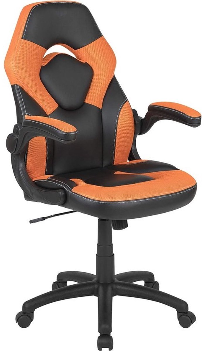 Ergonomische gamingstoel met racingdesign, verstelbaar en draaibaar, oranje/zwart